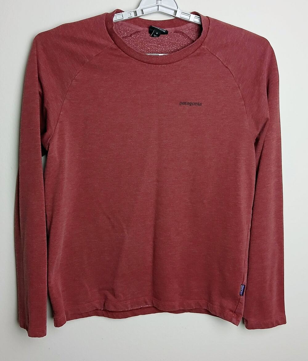 Patagonia Mens Medium Long Sleeve Responsibili-Tee Shirt Maroon Red Heather